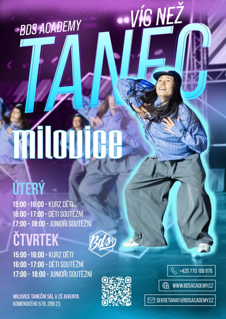 BDS Academy Milovice – street dance kurzy pro děti, juniory a dospělé, rozvrh hodin